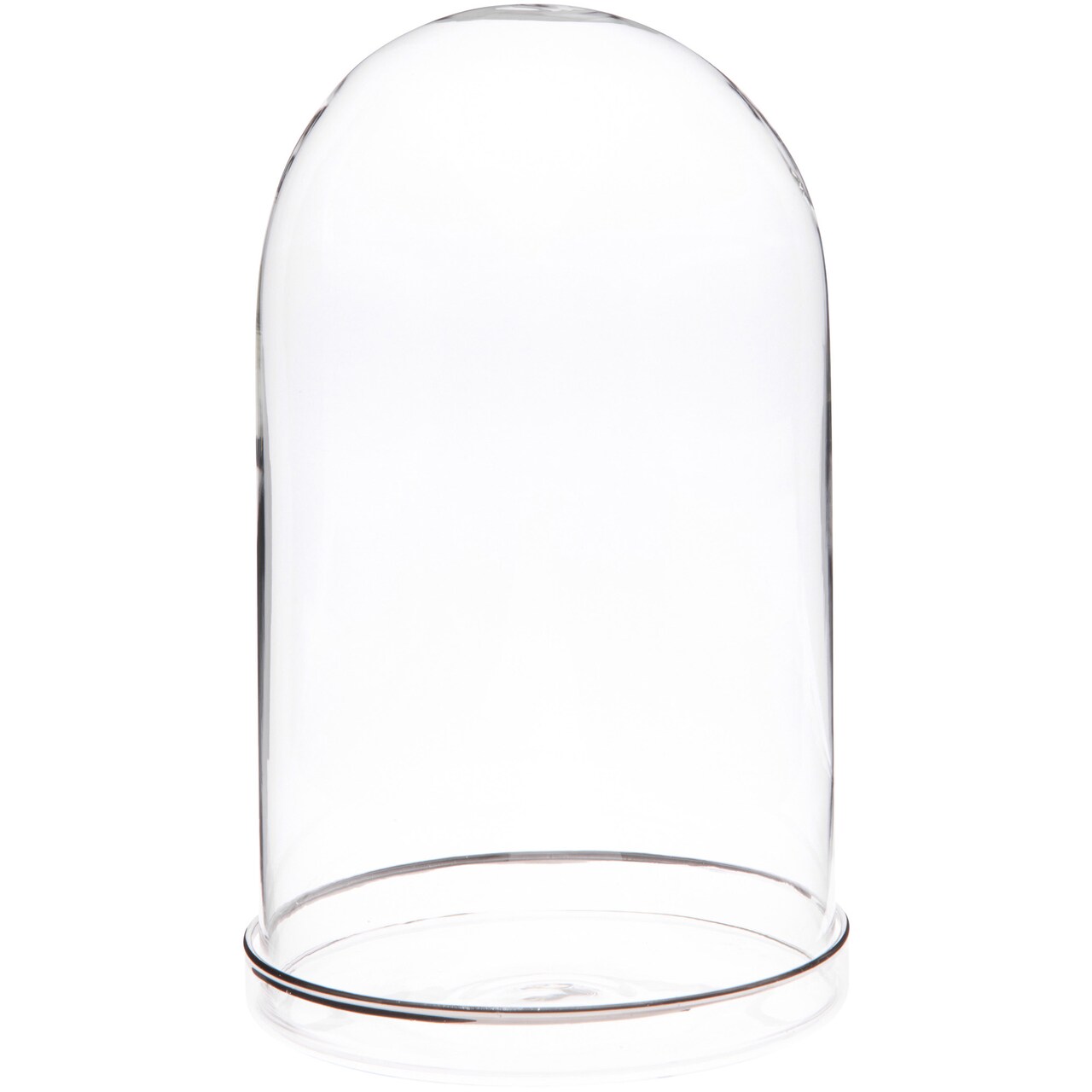 Plymor 4.5" x 8" Glass Display Dome Cloche (Silver Rim Glass Tray Base)